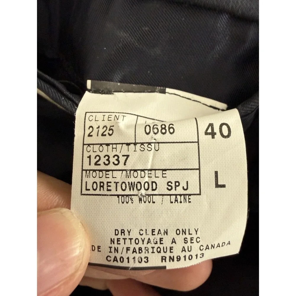 Jack Victor Size 40L Lord & Taylor Minimalist Career Notched Blazer Jacket Black